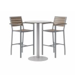 KFI Studios Eveleen 3-Piece Outdoor Patio Set, Silver/Mocha Chairs, Gray/Silver Table