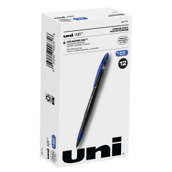 uni-ball AIR Rollerball Pen, Medium Point, 0.7 mm, Black Barrel, Blue Ink, Pack Of 12