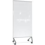 Ghent Pointe Magnetic Mobile Dry-Erase Glassboard, 76-1/2in x 36-3/16in, White, Silver Metal Frame