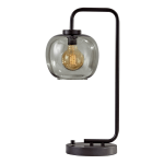 Adesso Ashton Table Lamp, 20-1/2in, Smoked-Glass Shade/Matte-Black Base