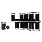 Honey-Can-Do Zero Gravity Wall-Mount Magnetic Spice Rack, 12 Canisters, 7 1/2inH x 14 1/4inW x 3inD, Black/Silver