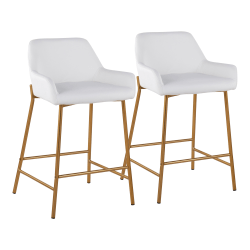 LumiSource Daniella Counter Stools, Gold/White, Set Of 2 Stools