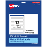 Avery Permanent Labels With Sure Feed, 94119-WMP50, Rectangle, 5/8in x 7-1/2in, White, Pack Of 600