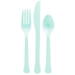 Amscan Boxed Heavyweight Cutlery Assortment, Robin's Egg Blue, 200 Utensils Per Pack, Case Of 2 Packs