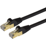 StarTech.com 20ft Black Cat6a Shielded Patch Cable - Snagless RJ45 - Long Ethernet Cord - First End: 1 x RJ-45 Male Network - Second End: 1 x RJ-45 Male Network - 1.25 GB/s - Patch Cable - Shielding - Gold Plated Connector - Black