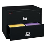 FireKing UL 1-Hour 31-1/8inW x 22-1/8inD Lateral 2-Drawer Fireproof File Cabinet, Black, White Glove Delivery