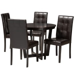 Baxton Studio Vida Dining Set, 29-15/16inH x 35-7/16inW x 35-7/16inD, Dark Brown