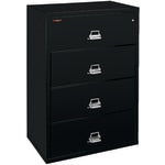 FireKing UL 1-Hour 44-1/2inW x 22-1/8inD Lateral 4-Drawer Fireproof File Cabinet, Black, White Glove Delivery