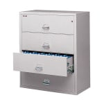 FireKing UL 1-Hour 44-1/2inW x 22-1/8inD Lateral 4-Drawer Fireproof File Cabinet, Platinum, White Glove Delivery