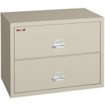 FireKing UL 1-Hour 22-1/8inW x 37-1/2inD Lateral 2-Drawer Fireproof File Cabinet, Parchment, White Glove Delivery