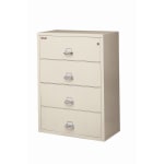 FireKing UL 1-Hour 22-1/8inW x 37-1/2inD Lateral 4-Drawer Fireproof File Cabinet, Parchment, White Glove Delivery