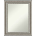 Amanti Art Non-Beveled Rectangle Framed Bathroom Wall Mirror, 29-1/2in x 23-1/2in, Parlor Silver