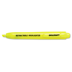 SKILCRAFT Retractable Highlighters, Chisel Tip, Yellow, Pack Of 12 (AbilityOne 7520-01-554-8210)