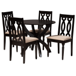 Baxton Studio Mona 5-Piece Dining Set, 29-15/16inH x 35-7/16inW x 35-7/16inD, Sand/Dark Brown