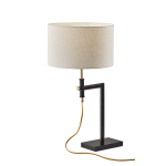 Adesso Winthrop Adjustable Table Lamp, 28inH, Cream Shade/Antique Bronze Base