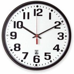 Skilcraft Self-Set Wall Clock, 12in, Black Frame (AbilityOne 6645-01-557-3148)