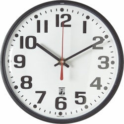 Skilcraft Self-Set Wall Clock, 8in, Black Frame (AbilityOne 6645-01-557-3153)