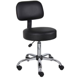 Boss Office Products Antimicrobial Medical Stool With Back, Beige/Chrome