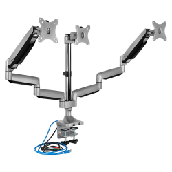 Mount-It! MI-2753 Triple-Monitor Mount, 15inH x 19inW x 7.5inD, Silver