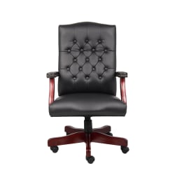 Boss Office Products Ergonomic Bonded Leather Executive Mid-Back Chair, Black