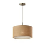 Adesso Harvest Drum Lamp, 20inW, Natural/Beige Shade/Antique Brass Base