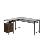 Sauder Market Commons 56inW L-Shaped Corner Desk, Rich Walnut/Slate Gray