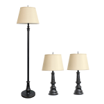 Lalia Home Oxford Classic Metal Lamp Set, Tan/Restoration Bronze, Set Of 3 Lamps