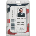 SKILCRAFT Dual ID Card Holder - Vertical - 3.4in x 2.1in x - 24 / Pack - Clear