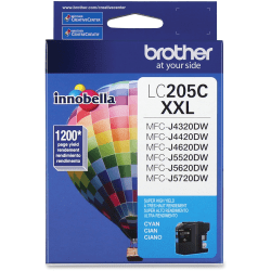 Brother LC205 Extra-High-Yield Cyan Ink Cartridge, LC205C