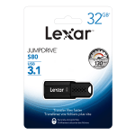 Lexar JumpDrive S80 USB 3.1 Flash Drive, 32GB, Black, LJDS80-32GBNBNU