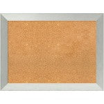 Amanti Art Cork Bulletin Board, 32in x 24in, Natural, Brushed Sterling Silver Wood Frame