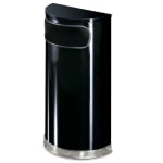 United Receptacle 30% Recycled Half Round Black/Chrome Receptacle, 9 Gallons, 32in x 18in x 9in, Black/Chrome