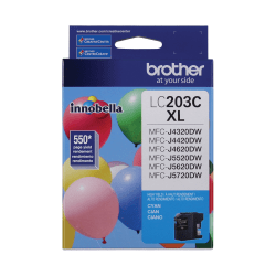 Brother LC203 High-Yield Cyan Ink Cartridge, LC203CS