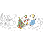 Amscan Christmas Tree And Fireplace Activity Placemats, 11in x 16in, White, Pack Of 72 Placemats