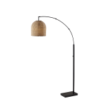 Adesso Bahama Arc Lamp, 80inH, Natural Rattan/Dark Bronze