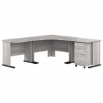 Bush Business Furniture Studio A 83inW Large Corner Desk With 3-Drawer Mobile File Cabinet, Platinum Gray, Standard Delivery