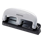 Bostitch EZ Squeeze Three-Hole Punch, 20 Sheet Capacity, Black/Silver