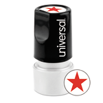 Universal Round Pre-Inked Message Stamp, Star, 3/4in Impression, Red