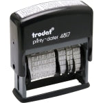 Trodat Economy 12-Message Date Stamp, 2in x 3/8in Impression, 70% Recycled, Black