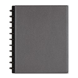 TUL Discbound Notebook With Pebbled Leather Cover, Letter Size, Narrow Ruled, 60 Sheets, Gunmetal