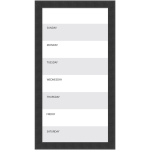 Amanti Art Weekly Calendar Dry-Erase Board, Glass, 26in x 14in, White/Gray, Mezzanotte Black Wood Frame