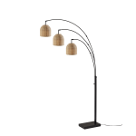 Adesso Bahama 3-Arm Arc Lamp, 82inH, Bronze/Rattan