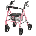 Medline Guardian Aluminum Rollator, 8in Wheels, Pink