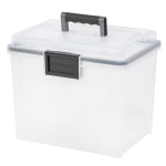 Iris Weathertight Mobile Storage File Box, 11 1/2in x 13 3/4in x 10 7/16in, Clear