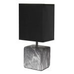 Simple Designs Petite Marbled Ceramic Table Lamp, 11-13/16inH, Black Base/Black Shade