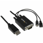 StarTech.com 10 ft / 3m DisplayPort to VGA Adapter Cable with Audio - DisplayPort adapter - DisplayPort (M) to 15 pin D-Sub (DB-15), mini-phone stereo 3.5 mm, Micro-USB Type B (power only) - 10 ft - black - for P/N: DK30CH2DEP, DK30CH2DEPUE