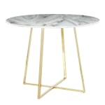 LumiSource Cosmo Marble Dining Table, 31inH x 39-1/2inW x 39-1/2inD, White/Gold