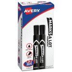 Avery Marks A Lot Permanent Markers, Chisel Tip, Large Desk-Style Size, Black, Pack Of 12