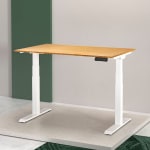 FlexiSpot E7 55inW Height-Adjustable Standing Desk, Bamboo/White