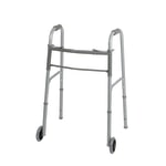 Medline Guardian Adult 2-Button Folding Walkers, 5in Wheels, 32 - 39 1/2in, Case Of 4